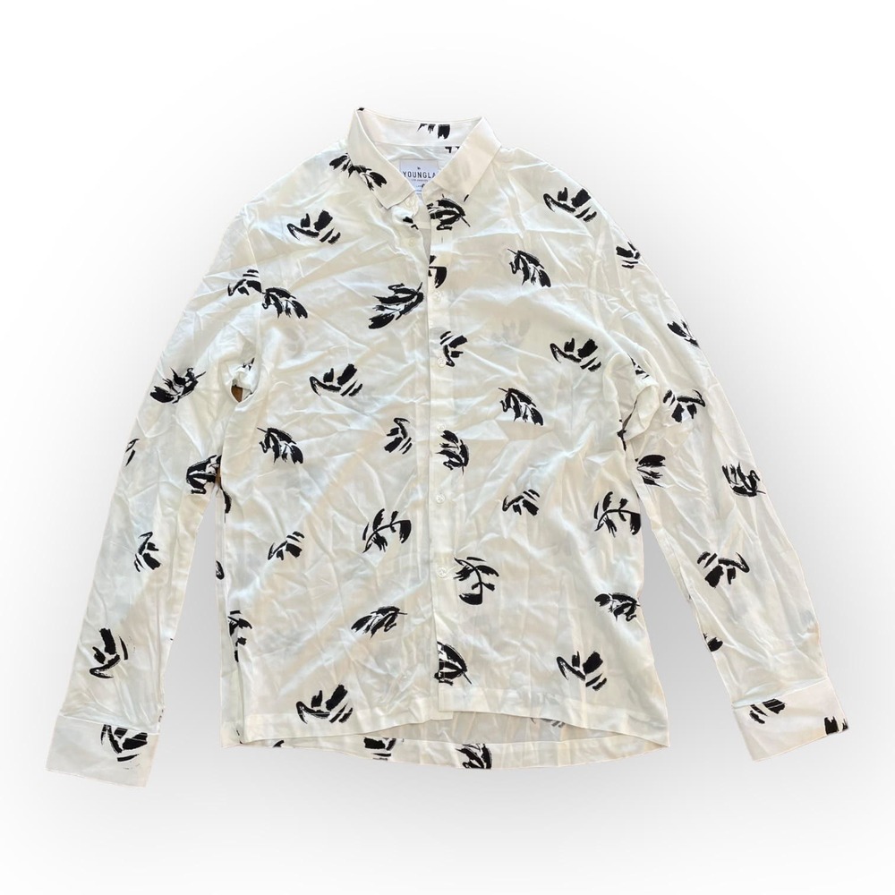 YoungLA NWOT Mens White Scarface Viscose Button up Shirt‎ Size L